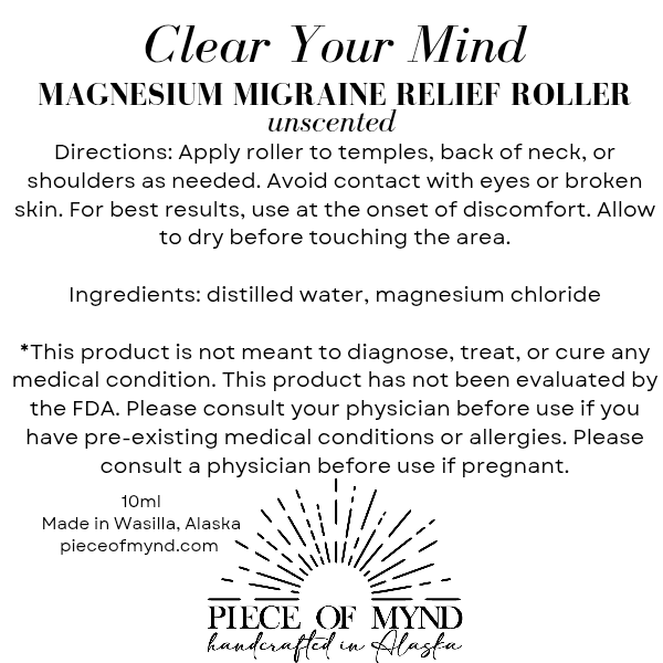 Clear Your Mind | Unscented | Magnesium Migraine Relief Roller