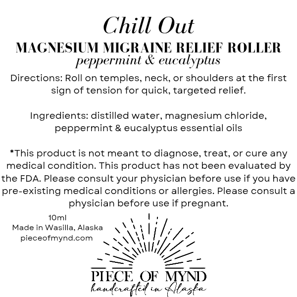 Chill Out | Peppermint + Eucalyptus | Magnesium Migraine Relief Roller