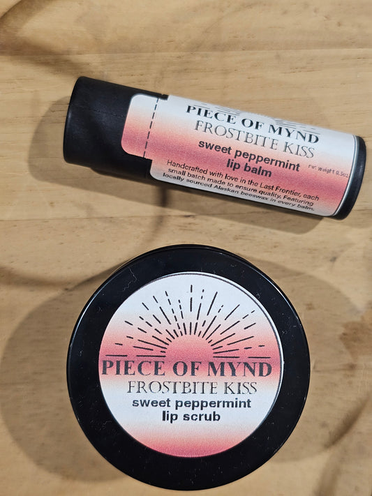 Frostbite Kiss | Seasonal Lip Care Set | Peppermint + Vanilla | Lip Balm + Lip Scrub Gift Set