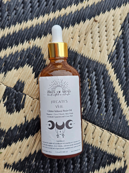 Hecate's Veil | Stardust Collection | Patchouli + Sandalwood + Clove Bud | Glitter Infused Dry Body Oil