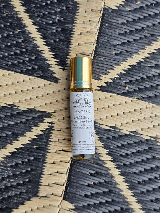 Hades's Descent | Stardust Collection | Frankincense + Vetiver + Clove Bud | Glitter Infused Dry Body Oil